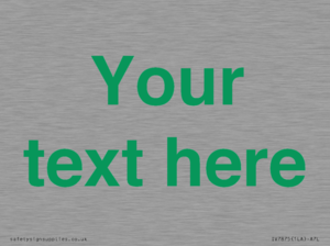 Custom blank information sign. Green text, plain background